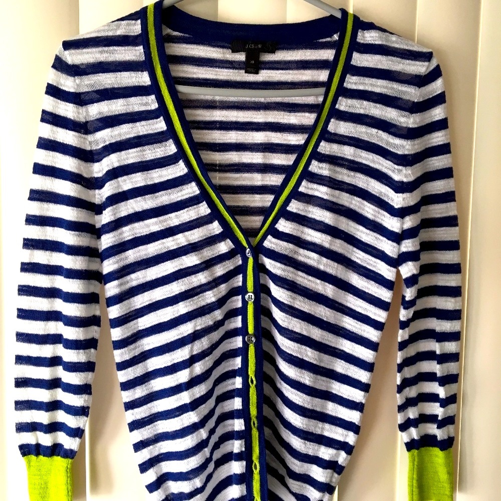 J. Crew Striped Button-Down Cardigan